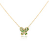 14k Solid Yellow Gold Tsavorite Butterfly Charm Floating Pendant Necklace