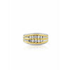 14k White and Yellow Gold Striped Mens Diamond Cluster Ring