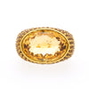 15 Carat Oval Checkerboard Citrine & Citrine Pave 14K Yellow Gold Cocktail Ring