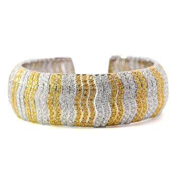 15 Carat Yellow & White Round Cut Diamond in 18K Cuff Bangle Bracelet – Assay Jewelers