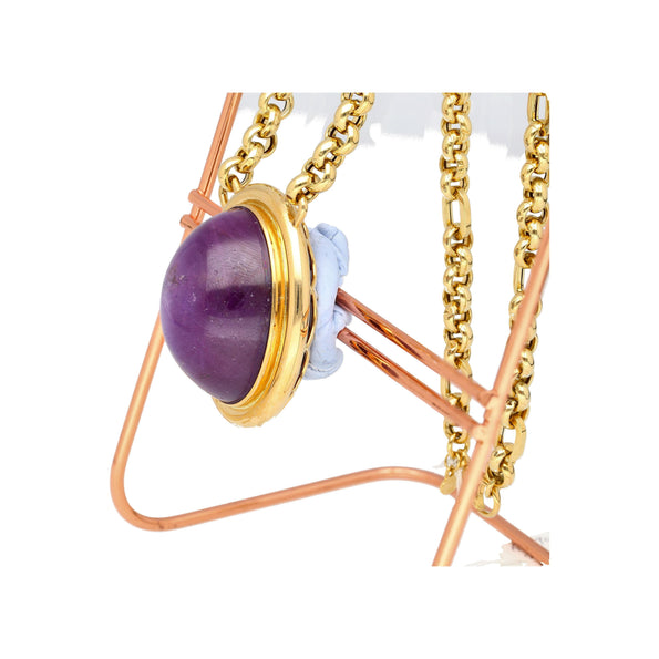 155.48 Carat No-Heat Purple Star Ruby 18K Gold Bezel Pendant Necklace