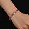 15.63 Carat Multi Color Sapphire & Diamond Bracelet in 18K White Gold Station