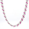16.25 Carat Ruby & Diamond 18K White Cascade Link Necklace