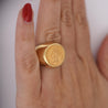 1856 Lady Liberty 1 Dollar Coin in 10K Gold Bezel Unisex Signet Ring