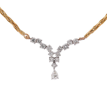 18K Gold Diamond Cluster Wheat Chain Necklace 16.5" – Assay Jewelers