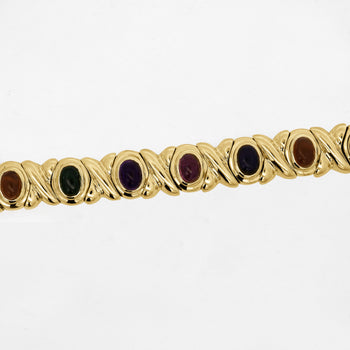 18K Gold Multi Color Gemstone Vintage Estate X Bezel Bracelet – Assay Jewelers