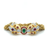 18K Gold & Platinum Double Headed Biting Lion Multi Rope Chain Bracelet With Emeralds, Diamonds, & Rubies