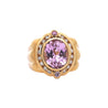 18K Gold Vintage Retro Regal Ring With Pink Kunzite and Diamond Halo