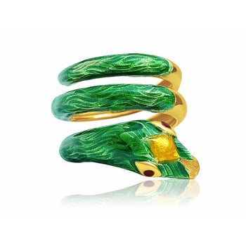 18K Gold and Green Enamel Snake Ring – Assay Jewelers