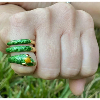 18K Gold and Green Enamel Snake Ring – Assay Jewelers