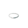 18K Solid White Gold Blue Round Cut Diamond Band Ring