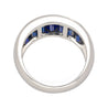 18K Solid White Gold Channel Set Baguette Cut Blue Sapphire Band Ring