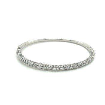 Bracelet jonc en or blanc 18K, diamants naturels micro-pavés taille ronde 3.7 carats – Assay Jewelers