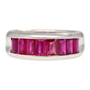 18K White Gold Channel Set Natural Baguette Cut 1-Row Ruby Band Ring