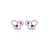 18K White Gold Ruby and Diamond Butterfly Outline Stud Earrings