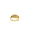 18K Yellow Gold Bezel Set Natural Emerald and Floating Round Diamond Ring