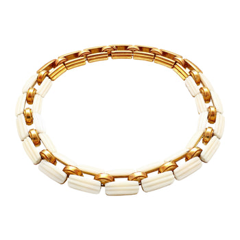 18K Yellow Gold and White Agate Square Link Chain Choker Necklace – Assay Jewelers