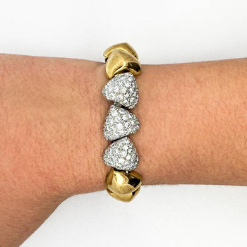 18k Gold Heart Charm Link 3.5 Carat Pave Diamond Bracelet – Assay Jewelers