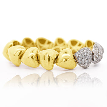 18k Gold Heart Charm Link 3.5 Carat Pave Diamond Bracelet – Assay Jewelers