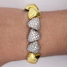 18k Gold Heart Charm Link 3.5 Carat Pave Diamond Bracelet
