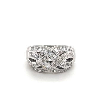 18k White Gold Baguette Cluster Curved Ring – Assay Jewelers