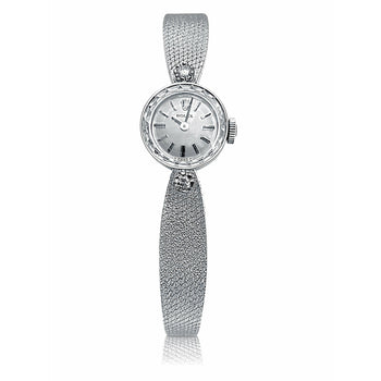 1950 Rolex Ladies Gold 15mm Rolex in 14k White Gold champagne textured integral strap watch – Assay Jewelers
