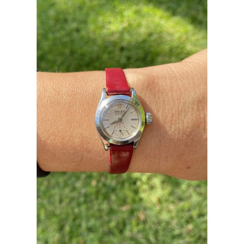 Montre Rolex Oyster Speedking Precision des années 1950 avec bracelet en cuir rouge – Assay Jewelers