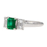 1.07 Carat Square-Cut Emerald and Diamond Three Stone Platinum Ring