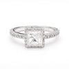 1.11 Carat G/SI2 Princess Cut Diamond Pave Halo Set in Platinum Engagement Ring