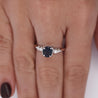 1.13 Carat Cushion Cut Sapphire & Side Diamond in 14K White Gold Engagement Ring