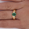 1.19 Carat Oval Cut Emerald & Diamond 14K Gold Statement Ring