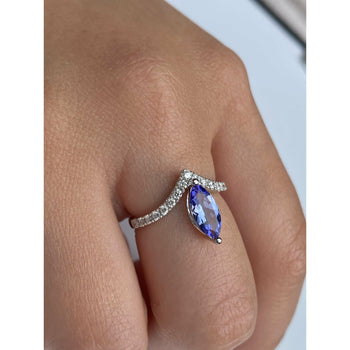 1.23 Carat Marquise Cut Tanzanite Curved Ring in 18k White Gold – Assay Jewelers