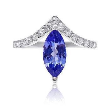 1.23 Carat Marquise Cut Tanzanite Curved Ring in 18k White Gold – Assay Jewelers