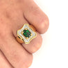 1.25 Carat Oval Cut Tsavorite And Round Cut Diamond Halo Rectangle Shape Ring