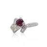 1.28 Carat Ruby & Diamond 14K White Gold Toi Et Moi Ring