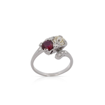 1.28 Carat Ruby & Diamond 14K White Gold Toi Et Moi Ring – Assay Jewelers