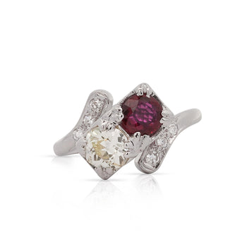 1.28 Carat Ruby & Diamond 14K White Gold Toi Et Moi Ring – Assay Jewelers