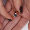 1.3 Carat Oval Cut Blue Sapphire and Diamond 3 Stone Curvy Ring