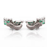 1.30 Carat Emerald & Diamond in 14K White Gold Retro Style Stud Earrings