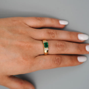 1.30 Carat Emerald Half Bezel East West Set 14K Gold Unisex Ring – Assay Jewelers
