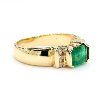 1.30 Carat Emerald Half Bezel East West Set 14K Gold Unisex Ring – Assay Jewelers