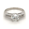 1.32 Carat Lab Grown Diamond with Round Diamond Side Stones in 18k Ring