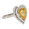 1.39 Carat GIA Certified Fancy Yellow Heart Cut Diamond Double Halo Ring