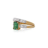 1.5 Carat Emerald and Old Cut Diamond 2 Piece Wedding Band and Ring Set