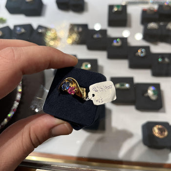 1.5 Carat Sapphire & Ruby with Diamond 18K Yellow Gold Crossover Statement Ring – Assay Jewelers
