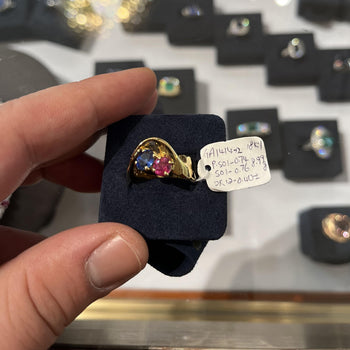 1.5 Carat Sapphire & Ruby with Diamond 18K Yellow Gold Crossover Statement Ring – Assay Jewelers