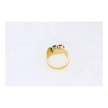 1.5 Carat Sapphire & Ruby with Diamond 18K Yellow Gold Crossover Statement Ring – Assay Jewelers