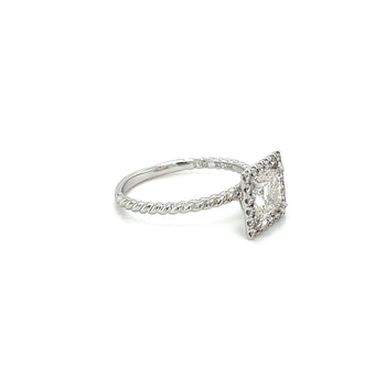 1.50 Carat Princess Cut Lab Grown Diamond Engagement Ring in 18K Rope Style Shank and Diamond Halo – Assay Jewelers
