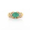 1.59 Carat Oval Cut Emerald & Diamond 14K Gold East West Ring