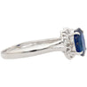 1.66 Carat Oval Blue Sapphire and Diamond Platinum Dainty Ring